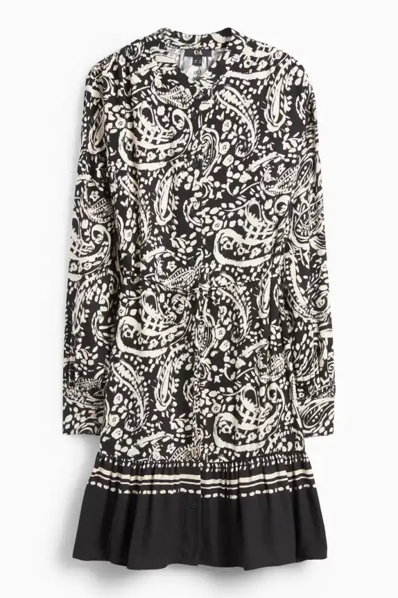 Shirt dress - patterned black / beige