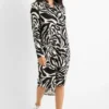 Shirt dress - patterned black / beige