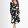 Wrap dress - floral black / white