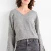 V-neck jumper - ribbed light gray-melange