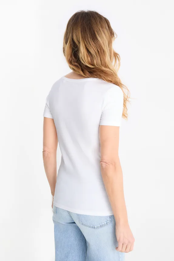 V-neck T-shirt - slim fit white