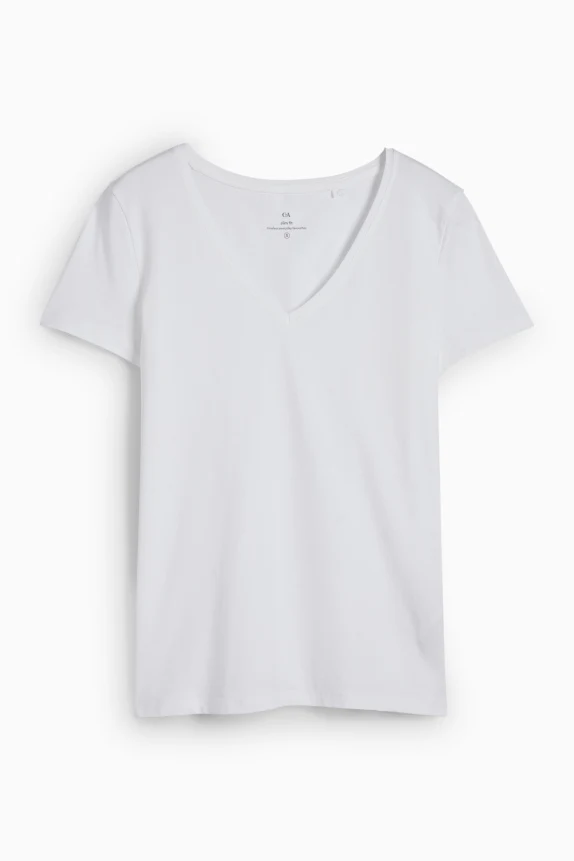 V-neck T-shirt - slim fit white