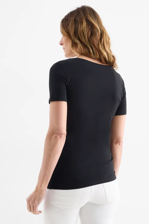 V-neck T-shirt - slim fit black