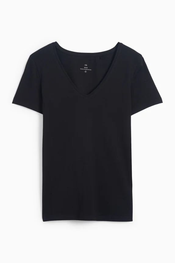 V-neck T-shirt - slim fit black