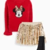 Minnie Mouse - set - jumper, skirt and tights red
