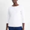 Henley T-shirt - slim fit - ribbed white