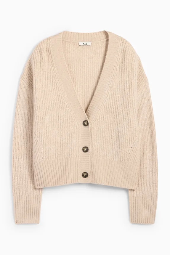 Cardigan - ribbed beige