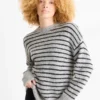 Jumper - shiny - striped gray
