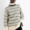 Turtleneck jumper - striped black / beige