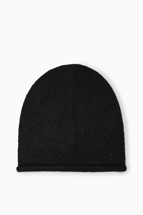 Hat with rhinestones black
