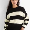 Jumper - ribbed - striped black / white