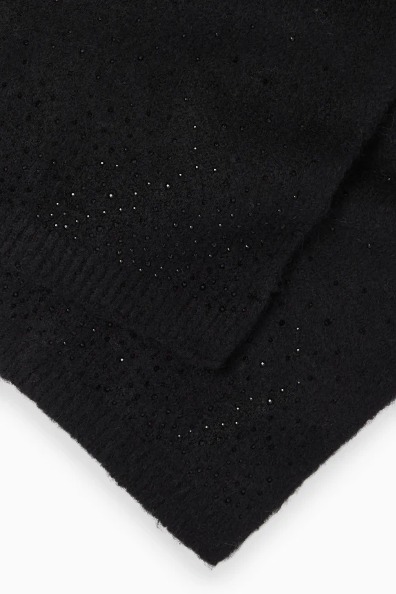 Scarf with rhinestones black