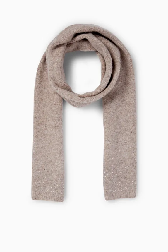 Scarf with rhinestones beige-melange