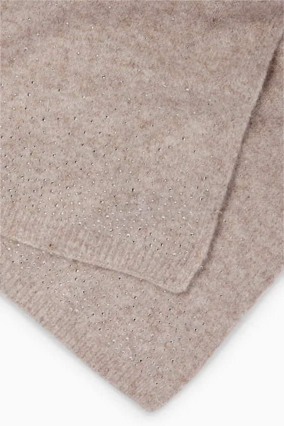 Scarf with rhinestones beige-melange