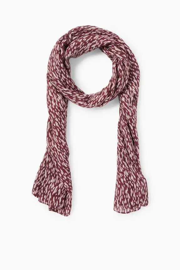 Scarf - patterned beige / bordeaux