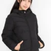 Quilted jacket with hood - water-repellent black