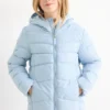 Quilted jacket with hood - water-repellent light blue