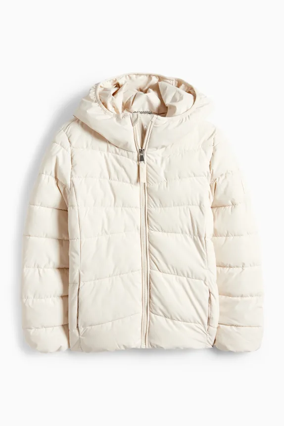 Quilted jacket with hood - water-repellent cremewhite