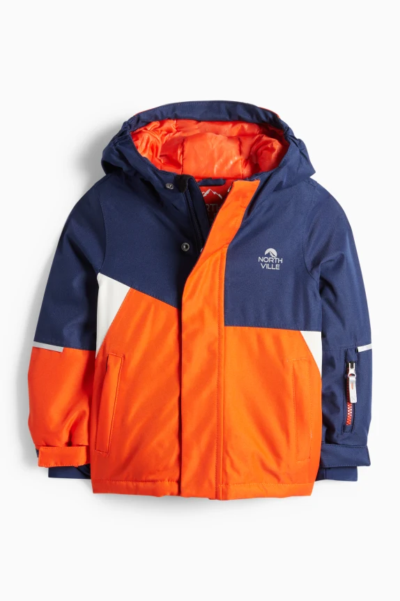 Ski jacket with hood - waterproof orange