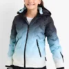 Ski jacket with hood - water-repellent - patterned dark blue