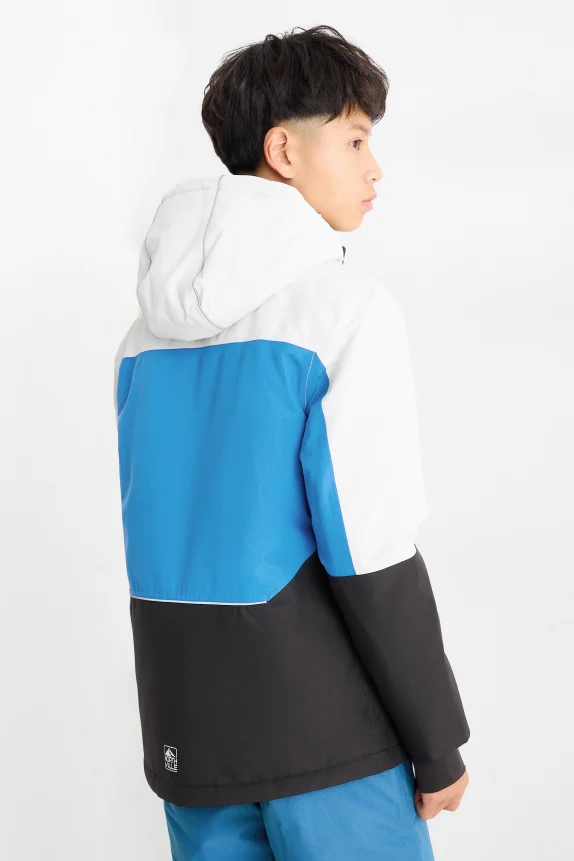 Ski jacket with hood - waterproof blue