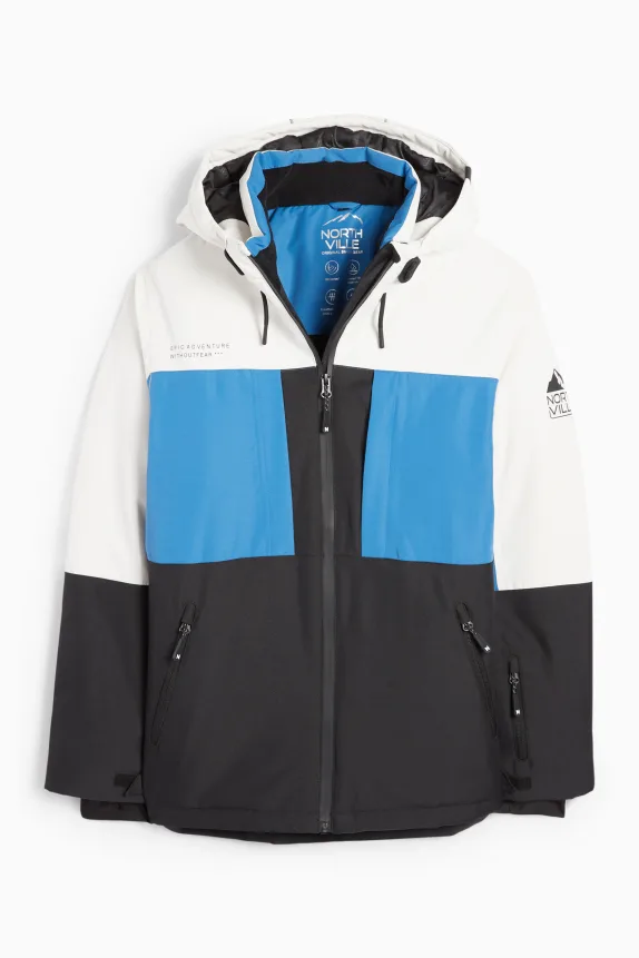 Ski jacket with hood - waterproof blue