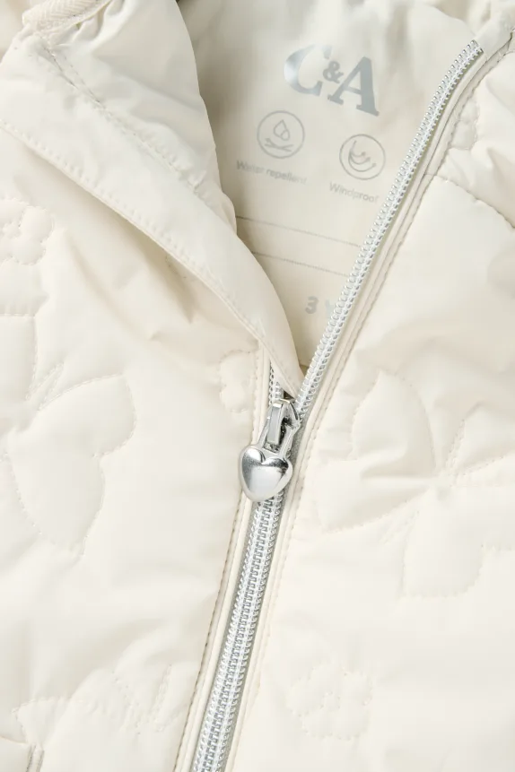 Butterfly - quilted jacket with hood - water-repellent cremewhite