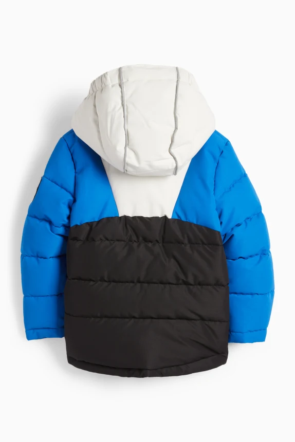 Ski jacket with hood - water-repellent blue / black
