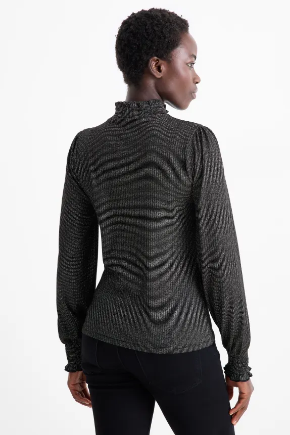 Jumper - ribbed - shiny black