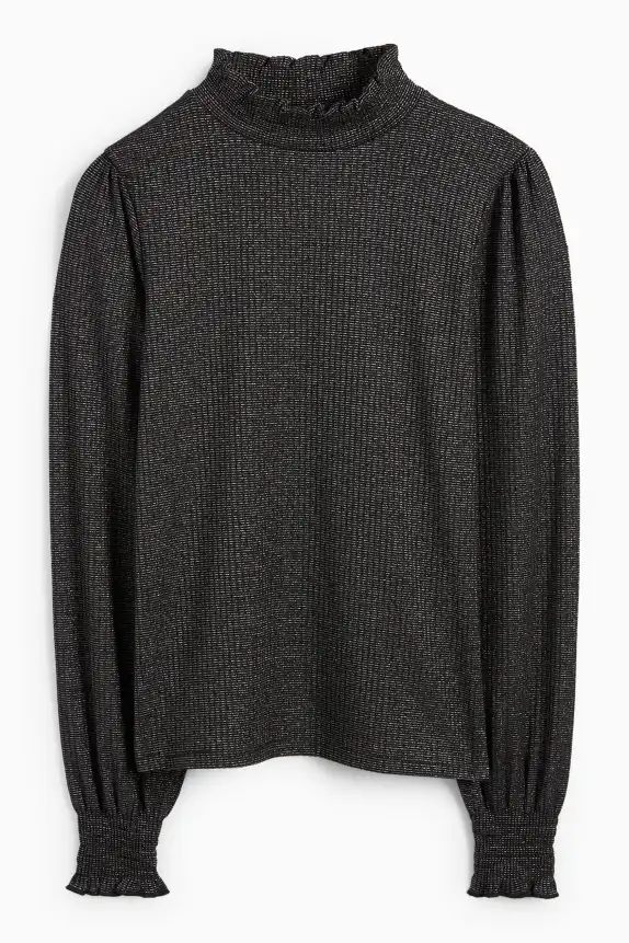 Jumper - ribbed - shiny black