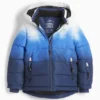 Ski jacket with hood - water-repellent - patterned dark blue