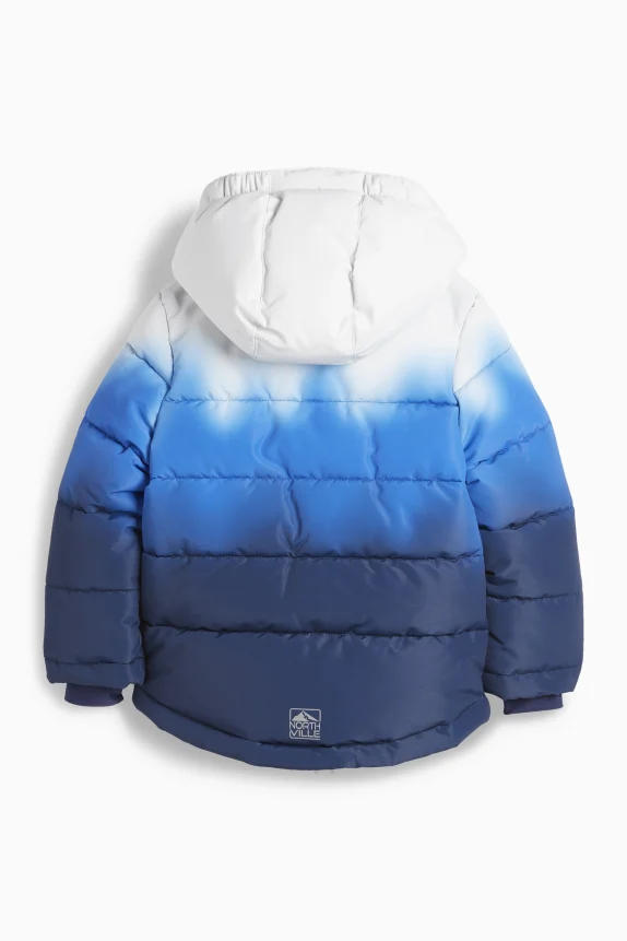 Ski jacket with hood - water-repellent - patterned dark blue
