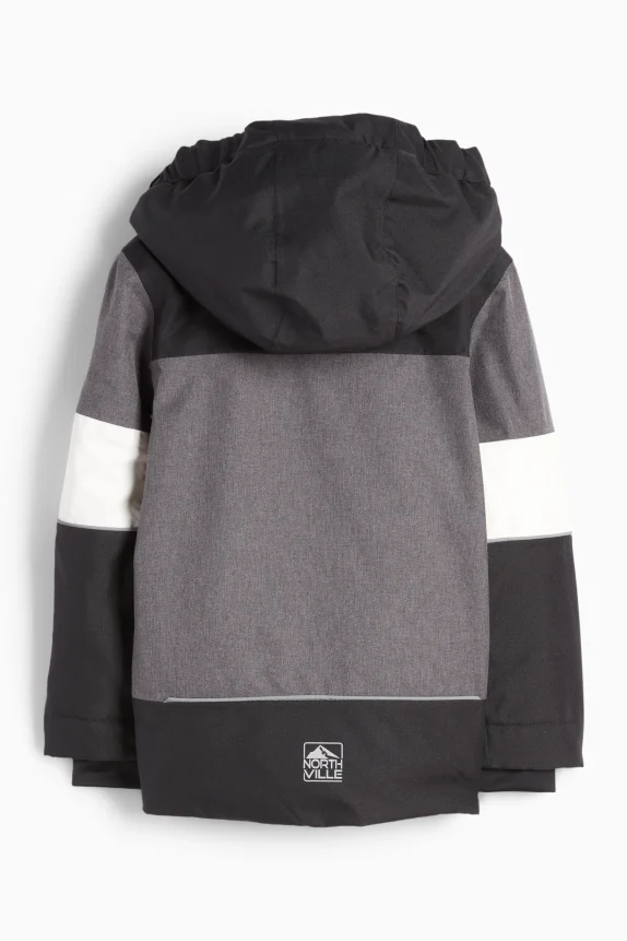 Ski jacket with hood - waterproof dark gray