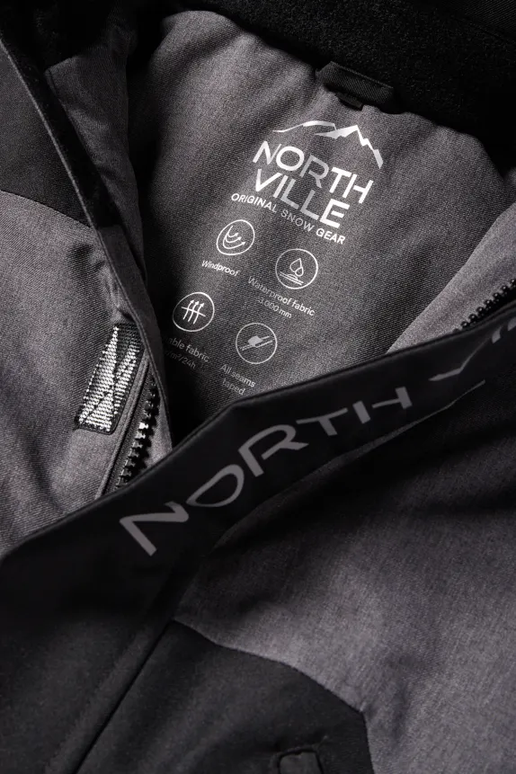 Ski jacket with hood - waterproof dark gray