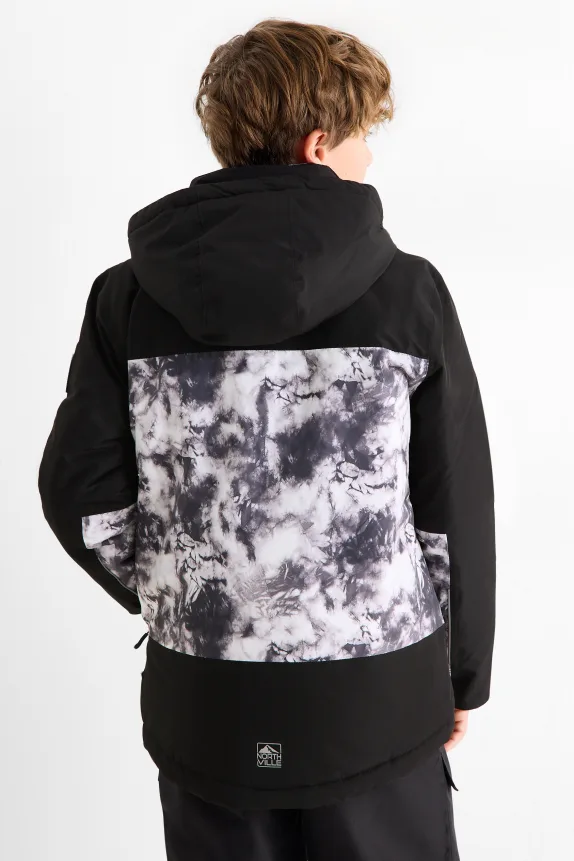Ski jacket with hood - waterproof black