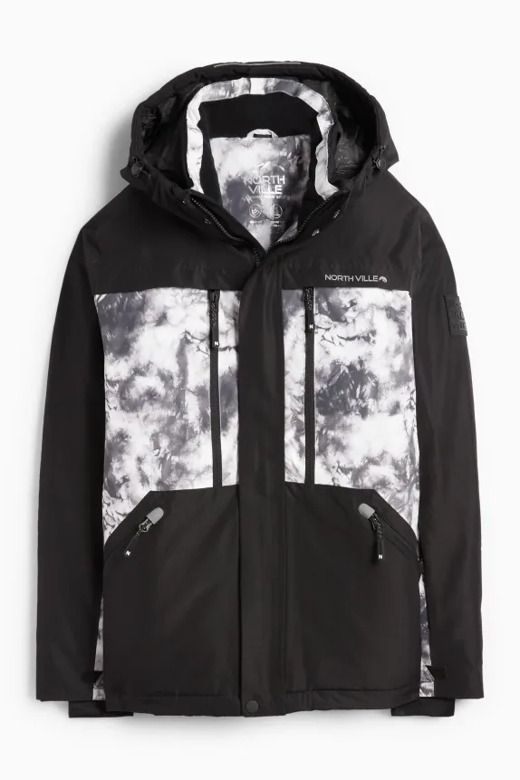 Ski jacket with hood - waterproof black