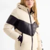 Ski jacket with hood - water-repellent black / beige