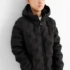 Quilted jacket with hood - water-repellent black