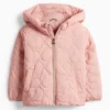 Heart - quilted jacket with hood - water-repellent rose