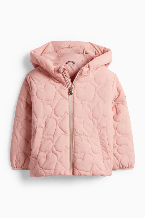 Heart - quilted jacket with hood - water-repellent rose