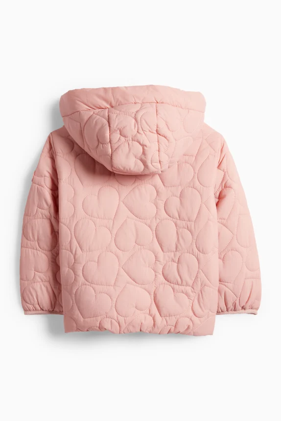Heart - quilted jacket with hood - water-repellent rose