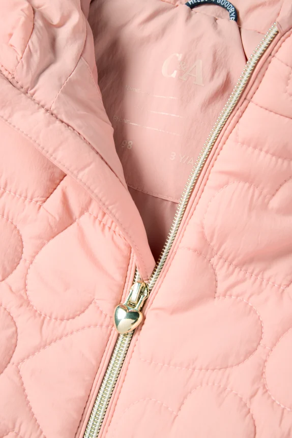Heart - quilted jacket with hood - water-repellent rose