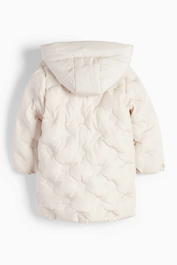 Quilted jacket with hood - water-repellent light beige