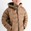 Quilted jacket with hood - water-repellent brown