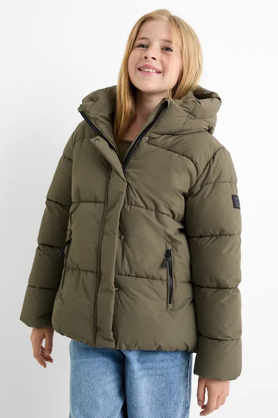 Quilted jacket with hood green