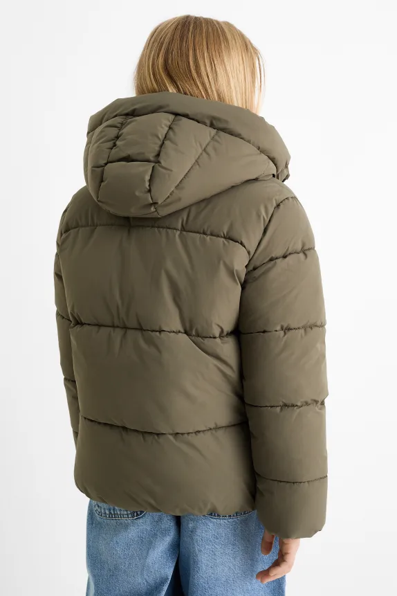 Quilted jacket with hood green