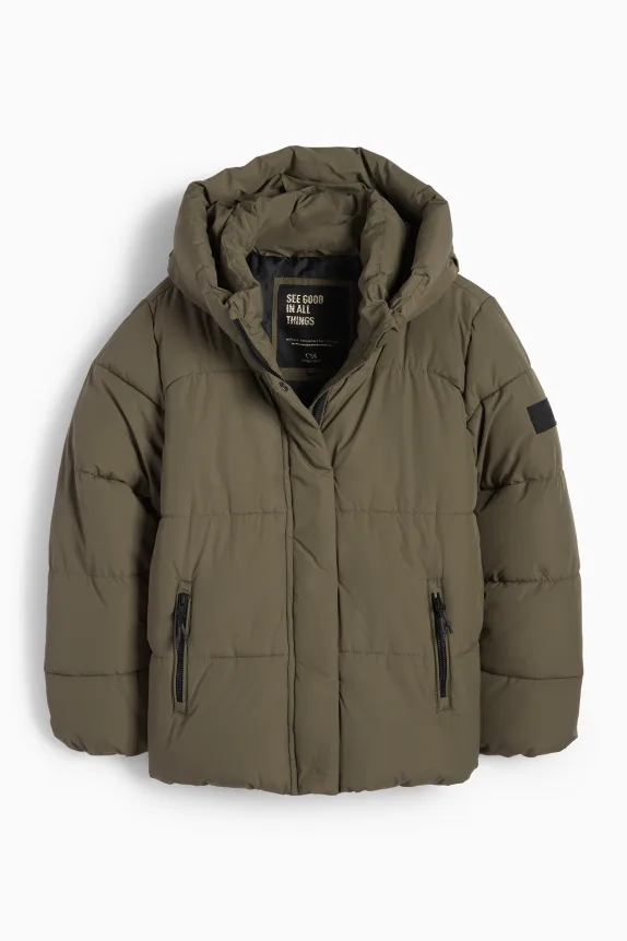 Quilted jacket with hood green