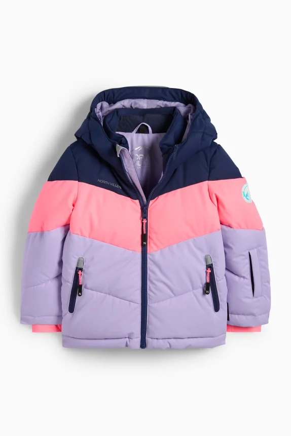 Ski jacket with hood - water-repellent dark blue
