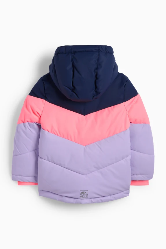 Ski jacket with hood - water-repellent dark blue