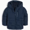 Quilted jacket with hood dark blue